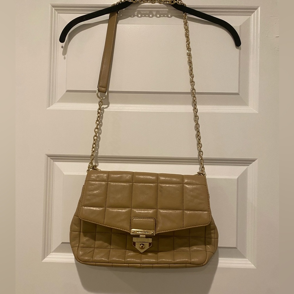 Michael Kors Tan Quilted Chain Shoulder Bag